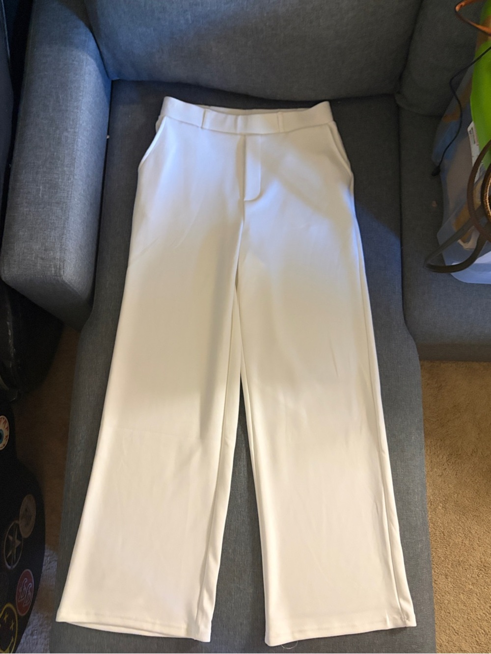 Women's Cream Wide-Leg Dress Pants